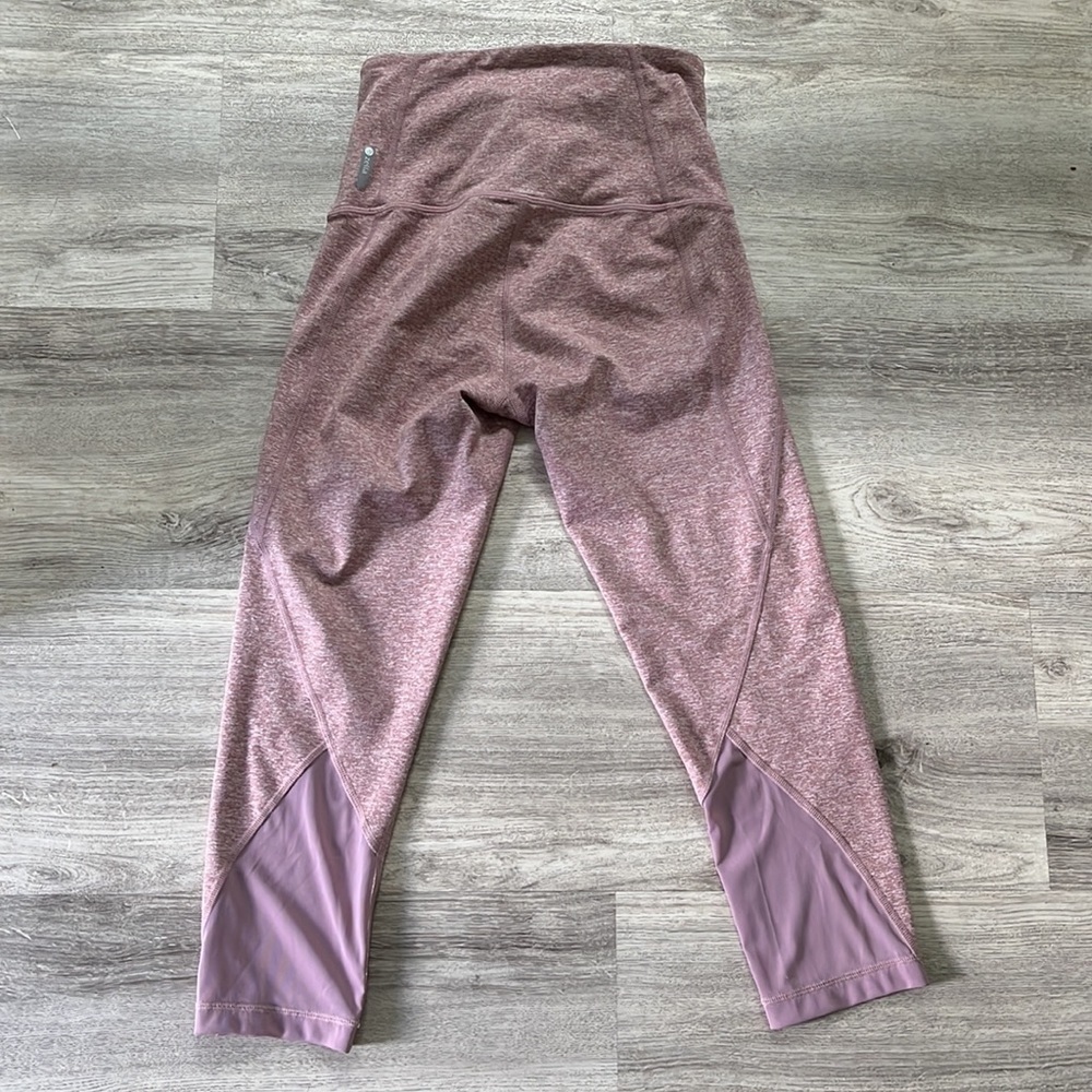 Nordstrom Zella crop high-rise leggings dusty rose mesh calf cutout size XS - Picture 3 of 9